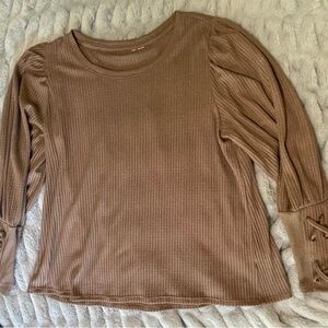 Women's Brown Ribbed Top